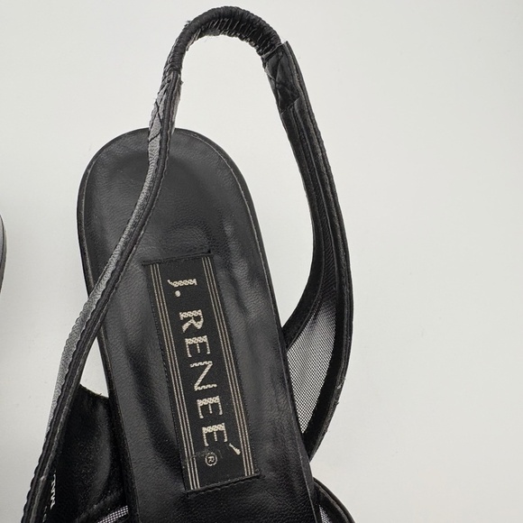 J. Renee Black Open Toe Strappy/Mesh Sandal with Elastic Heel Strap; Size 9.5 - Picture 4 of 12